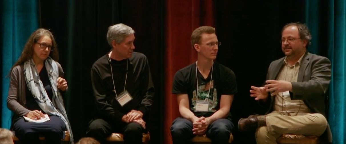 Video screenshot of open source technology panel at Reversapalooza 2018